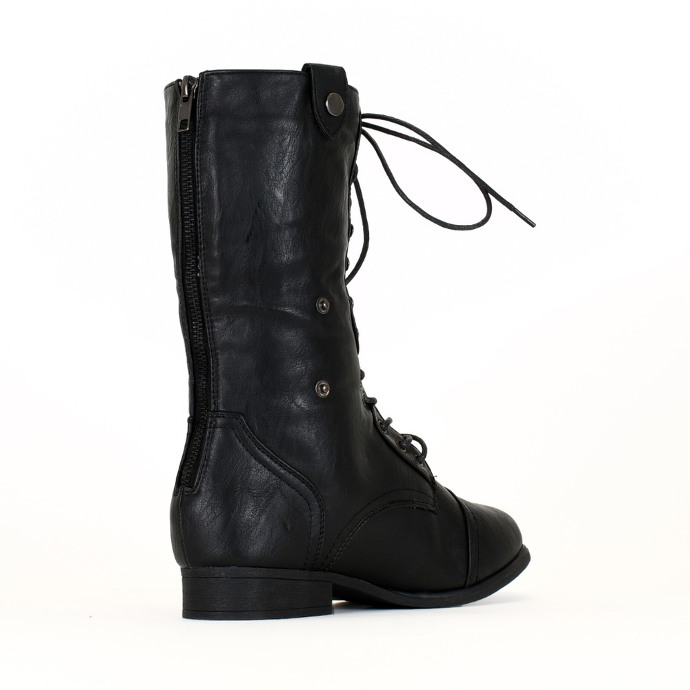 Black Mid Calf Combat Boot Smart-1 - Picture 3 of 3